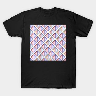 Geometric Pattern with 3d Effect, Rhombic Harlequin Motif T-Shirt